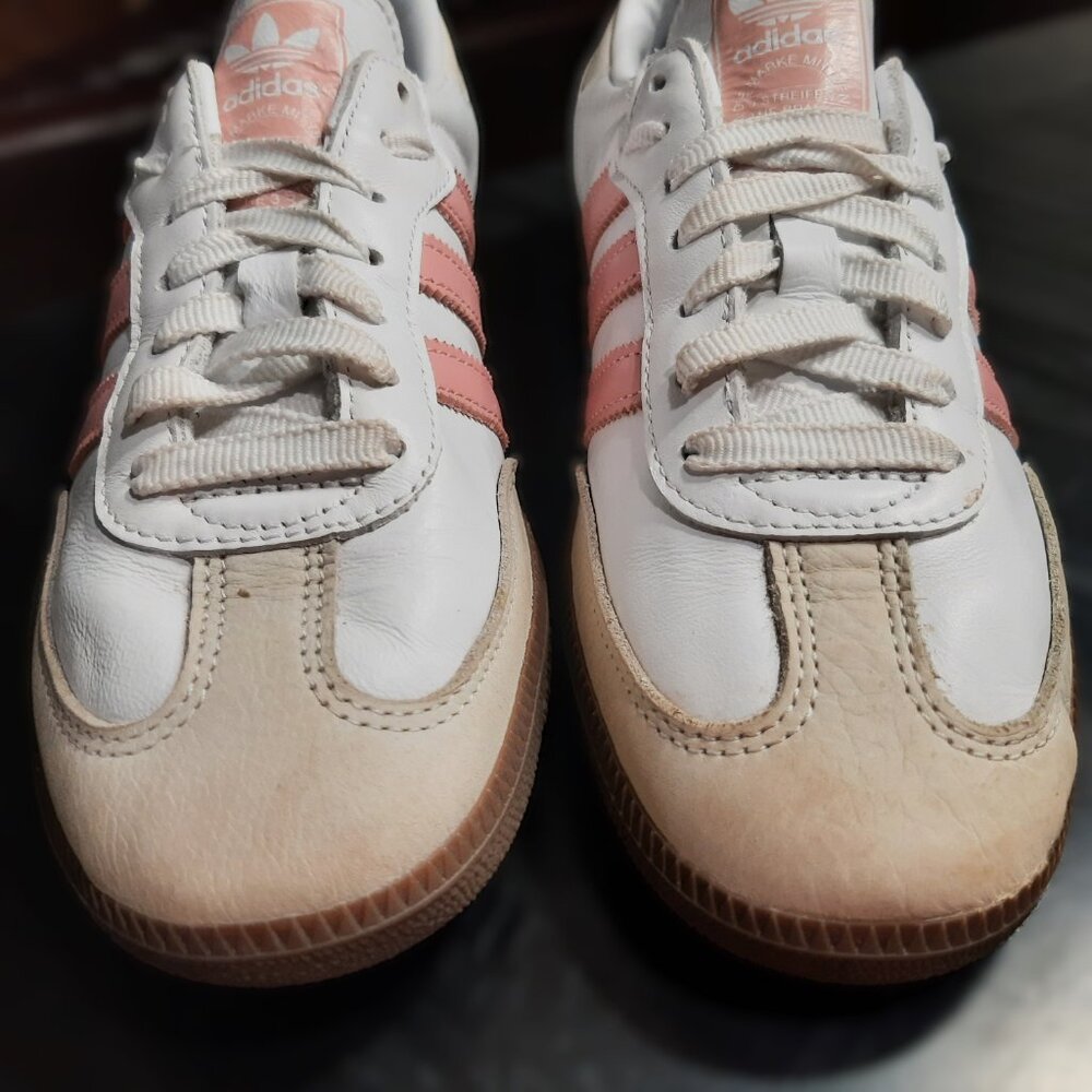 Adidas Samba 🚺 Women's Size 8 OG Cloud White Wonder Mauve Tan Gum JI2677 Shoes - Picture 5 of 16